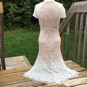 High low white lace dress